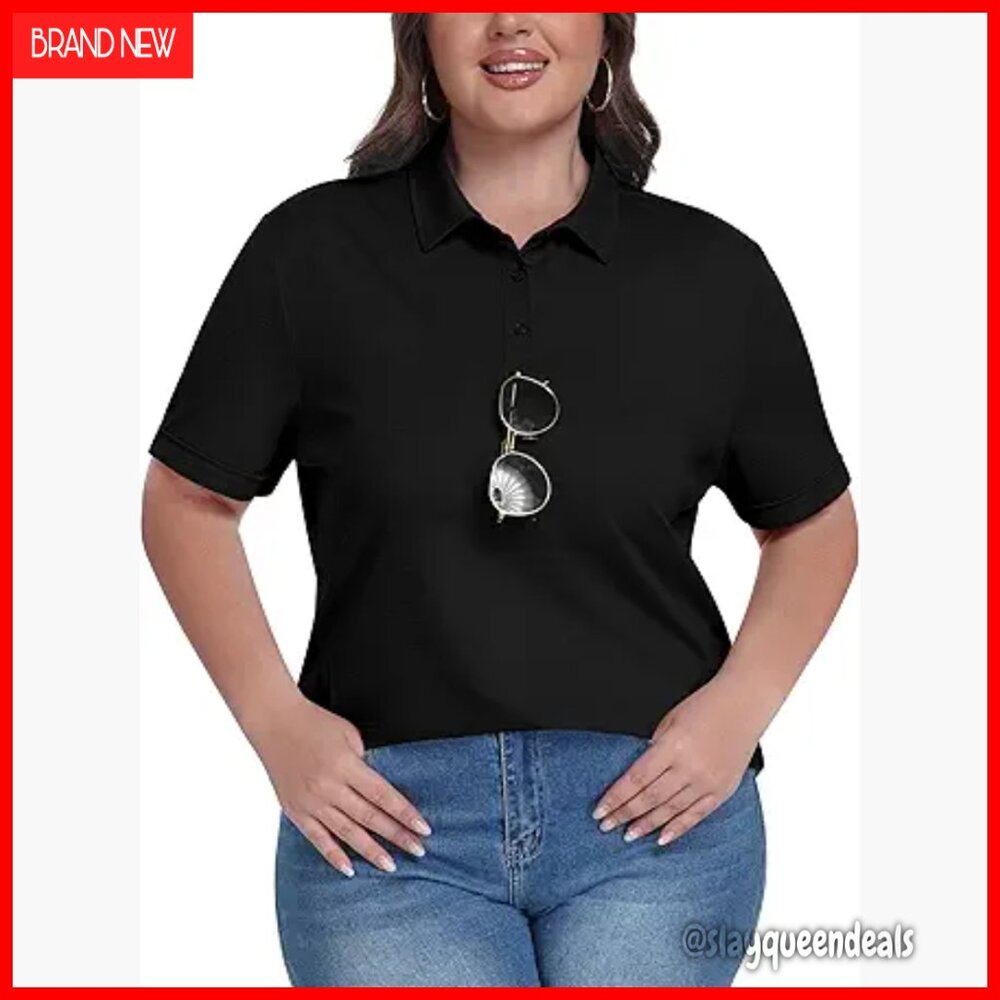 Plus Size Golf Polo Shirt with Sunglass Loop, Breathable Fabric, Curved Hem